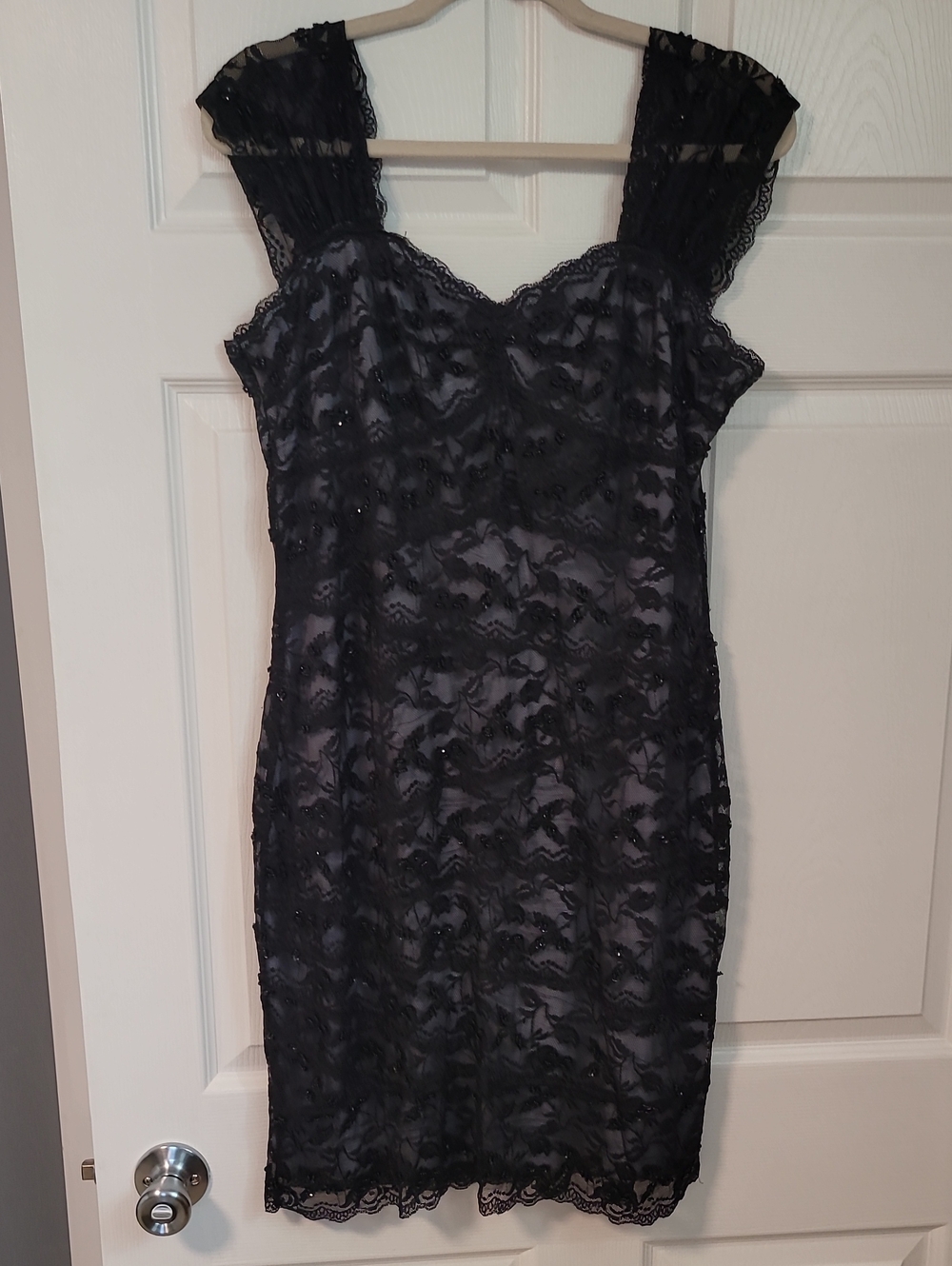 Onyx Nite Black Lace Cap-Sleeve Mini Dress